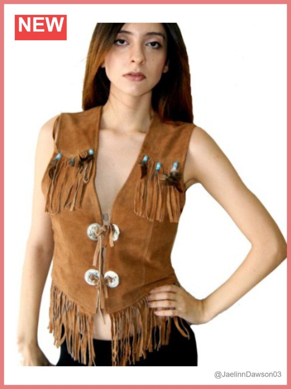 Suede Leather Western Vest Sleeveless Zipper